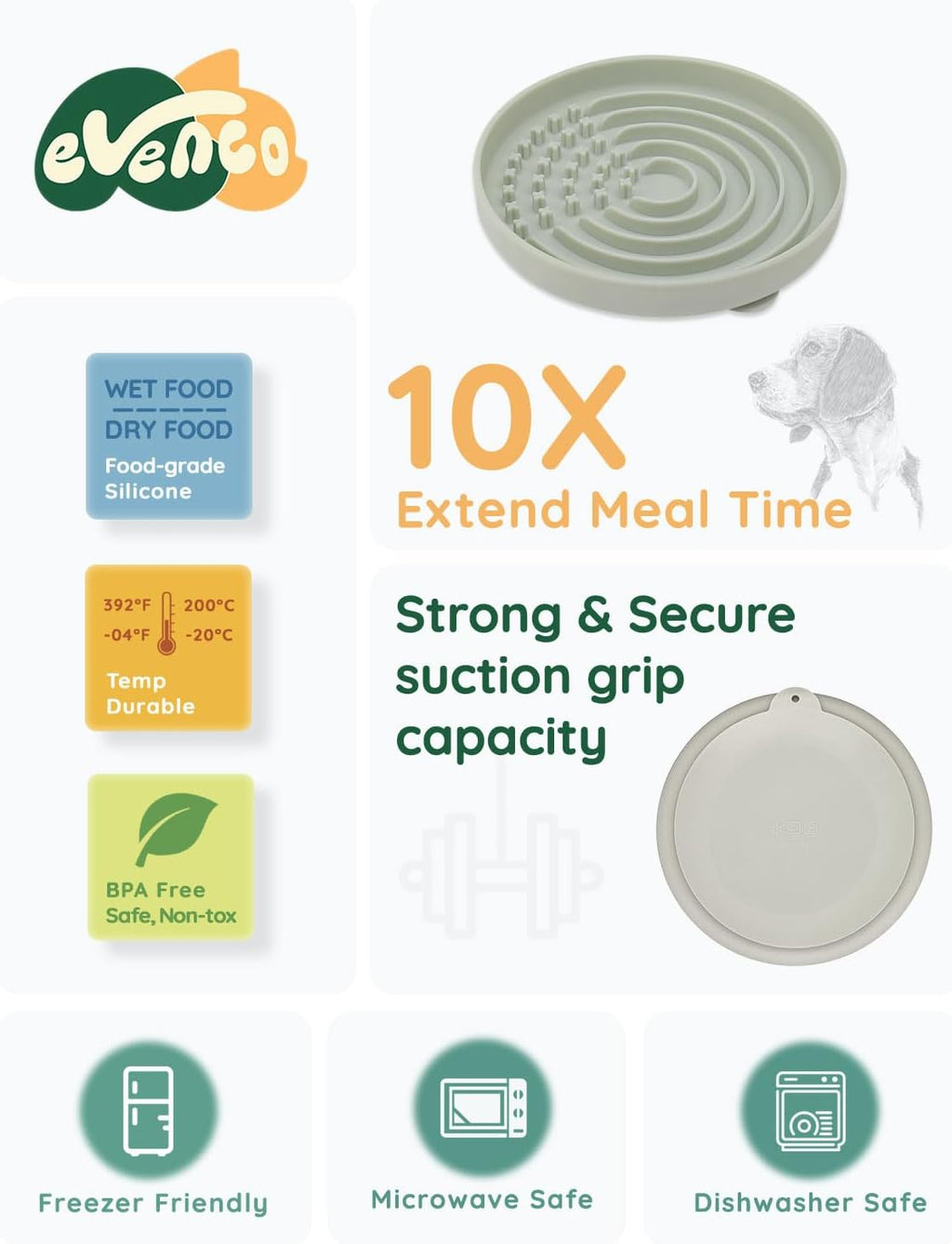 Slow feeder dog bowls, slowdown bowl - puzzle silicone dog feeding bowls with suction cups, innovative lick mat, healthy eating, dishwasher microwave safe, mealtime challenge, 7.5" x 1.3" green - view 3