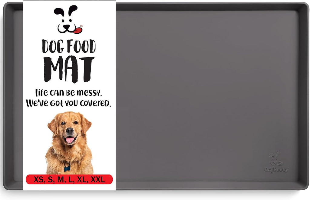 Non-Slip Silicone Food Mat for Dogs (XXL: 32" x 24", Taupe) - Waterproof, Nonslip Dog Feeding Mat with Raised Edges - view 6