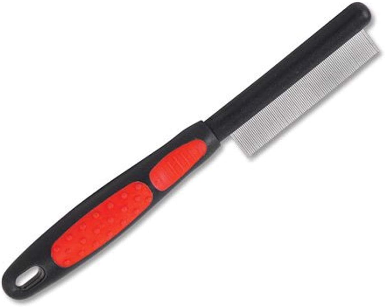 Paw Brothers Flea Comb for Small and Large Dogs and Cats with Handle, Professional Dog Grooming Kit and Supplies, Puppy Essentials, Black and Red, 8.8 Inches