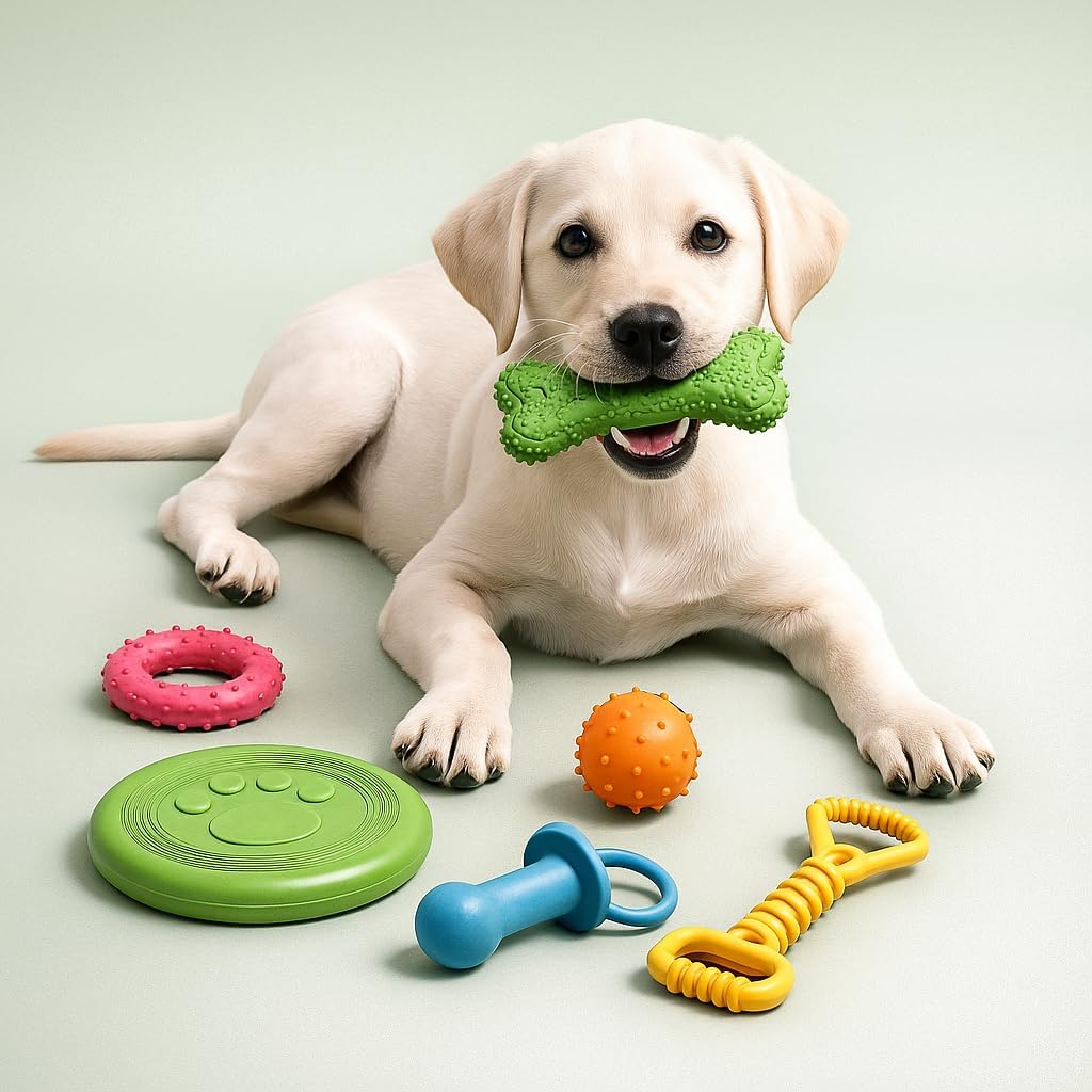 Chew toy natural rubber chew toy for interactive play toy ball rope rubber value set for small to medium breed dog mutt puppy - view 2