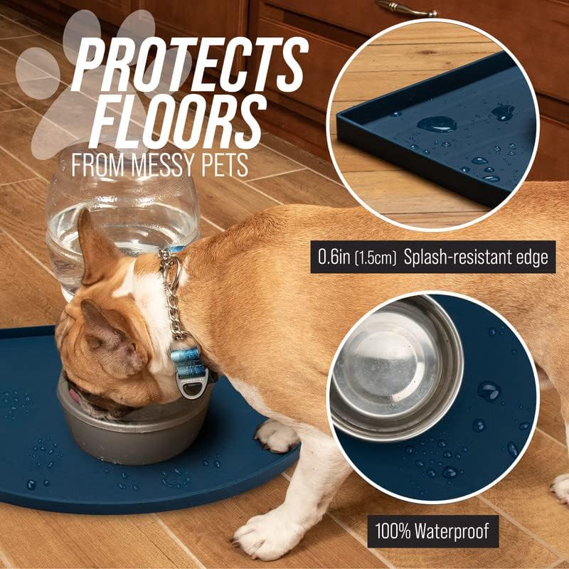 Fountain Mat, Silicone Water Mat Designed for Pet Fountains, Dog Gravity Water Bowls, Mats for Automatic Dispensing Cat Feeders up to 12" Diameter (Medium- 20 x 15 Inches, Gray) - view 2