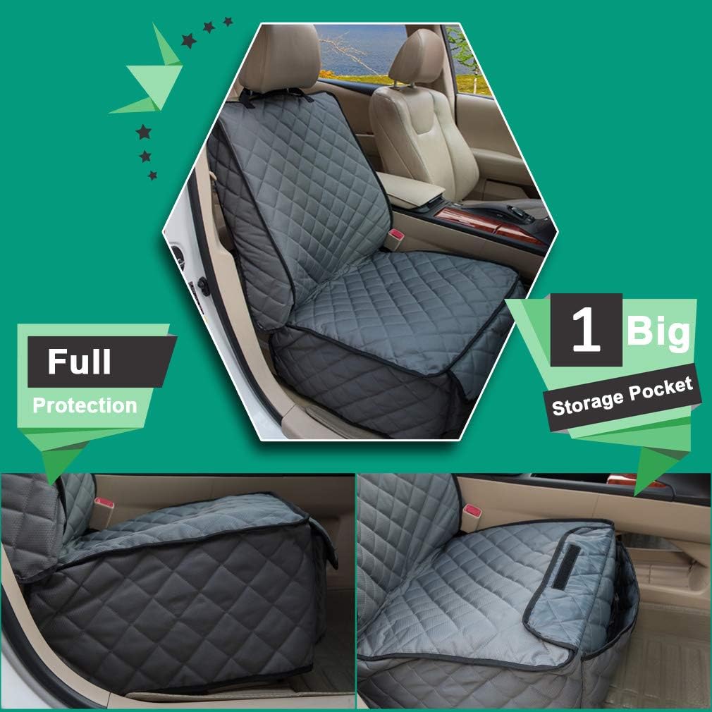 Waterproof front seat cover dog car seat covers nonslip and full protection with side flaps fits most cars, trucks, SUVs (grey, 1 pack) - view 4