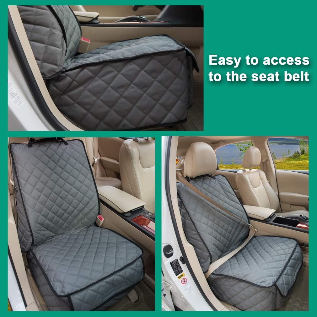 Waterproof front seat cover dog car seat covers nonslip and full protection with side flaps fits most cars, trucks, SUVs (grey, 1 pack) - view 7