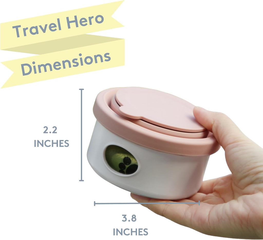 3-in-1 portable pet food container for puppies and small breeds, comes with a silicone water bowl and poop bag dispenser in one, glacier - view 2