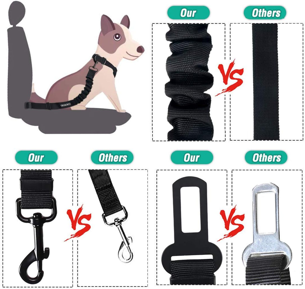 Dog Seat Belt, Durability Retractable Dog Car Harness Adjustable Dog Seat Belt for Vehicle Nylon Pet Safety Seat Belts Heavy Duty & Elastic (1 Pack Black) - view 3