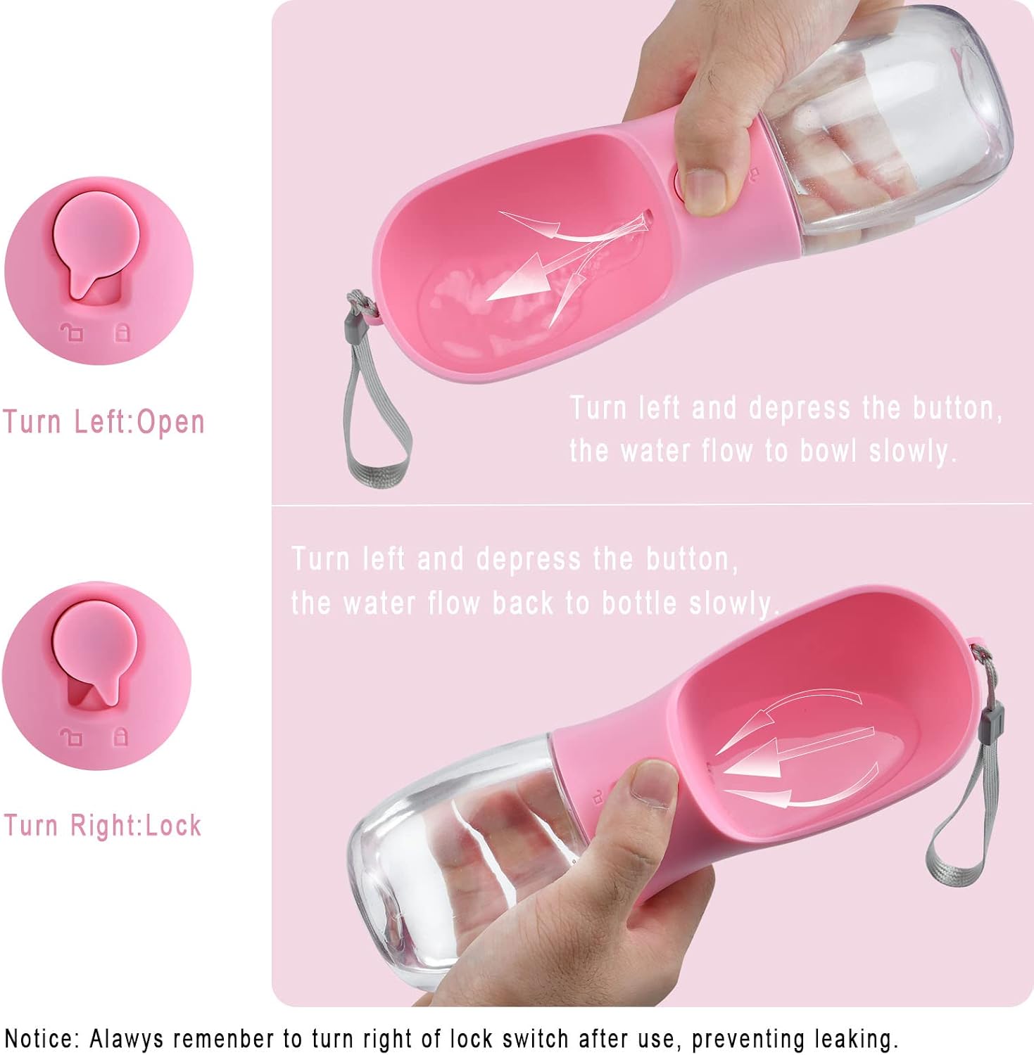 Dog Water Bottle Portable with Food Container & Filter for Travel | Feeding & Hydration | Travel Puppy Water Bowl | Portable Pet Dispenser | Girl Dog Accessories | for Hiking Camping Beach - view 5