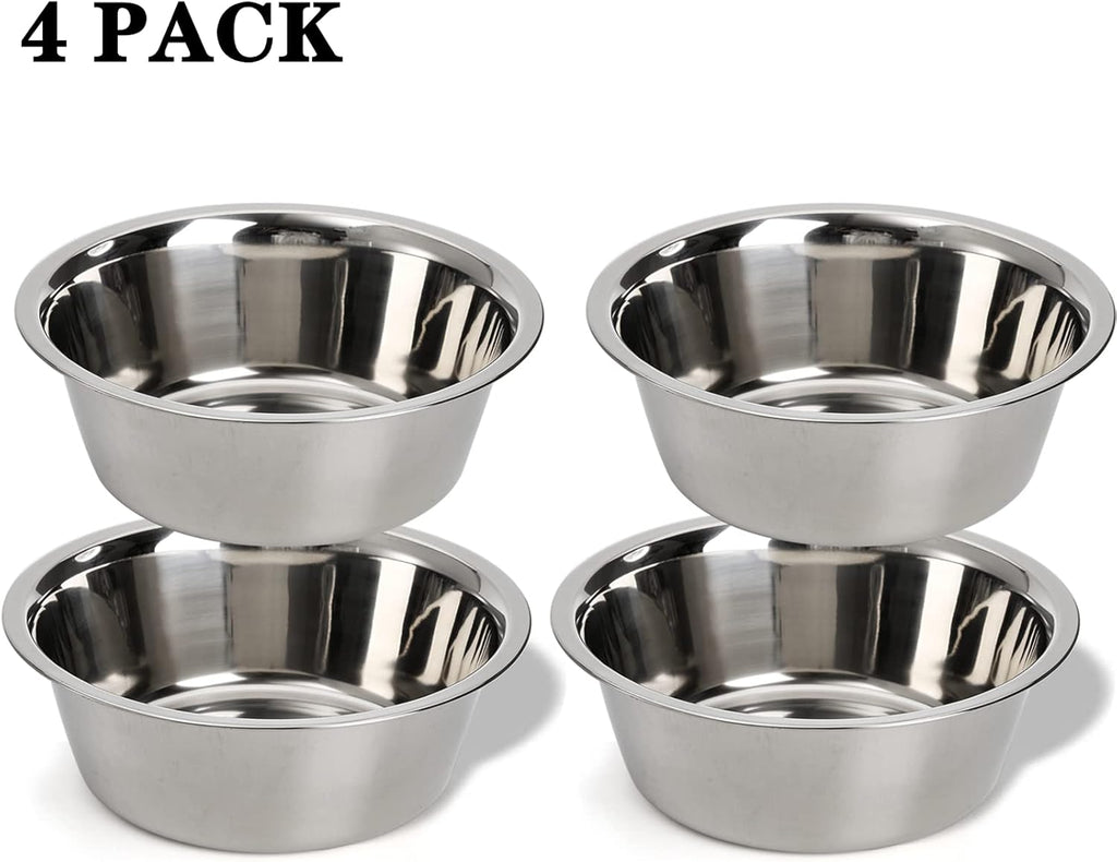 4-Pack Stainless Steel Dog and Cat Bowl, Metal Food and Water Dish, 8.26" Basic Pet Feed Bowl for Large Medium Dog, 47 OZ Replacement Bowls for Elevated Stand, Dishwasher Safe - view 4