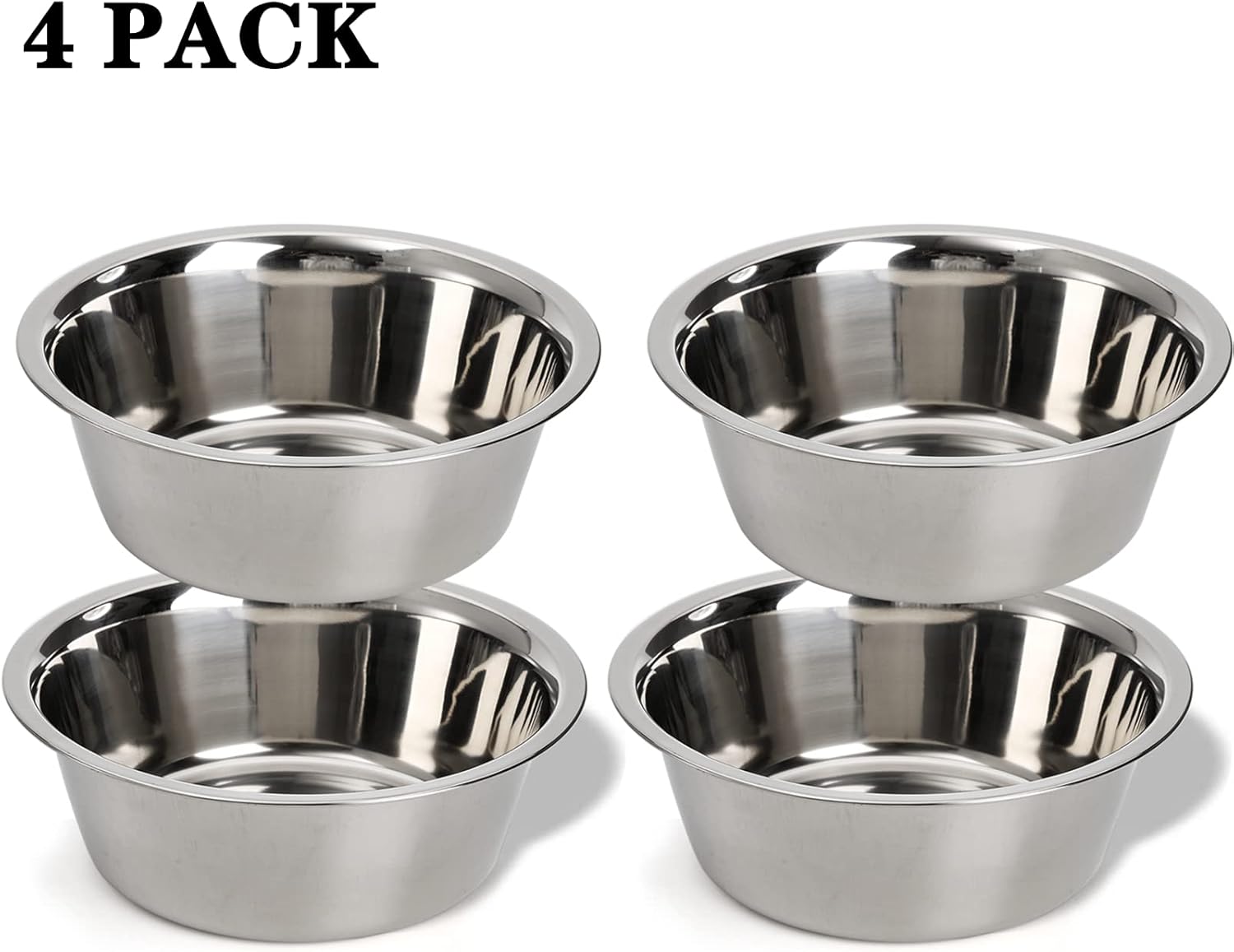 4-Pack Stainless Steel Dog and Cat Bowl, Metal Food and Water Dish, 8.26" Basic Pet Feed Bowl for Large Medium Dog, 47 OZ Replacement Bowls for Elevated Stand, Dishwasher Safe - view 4