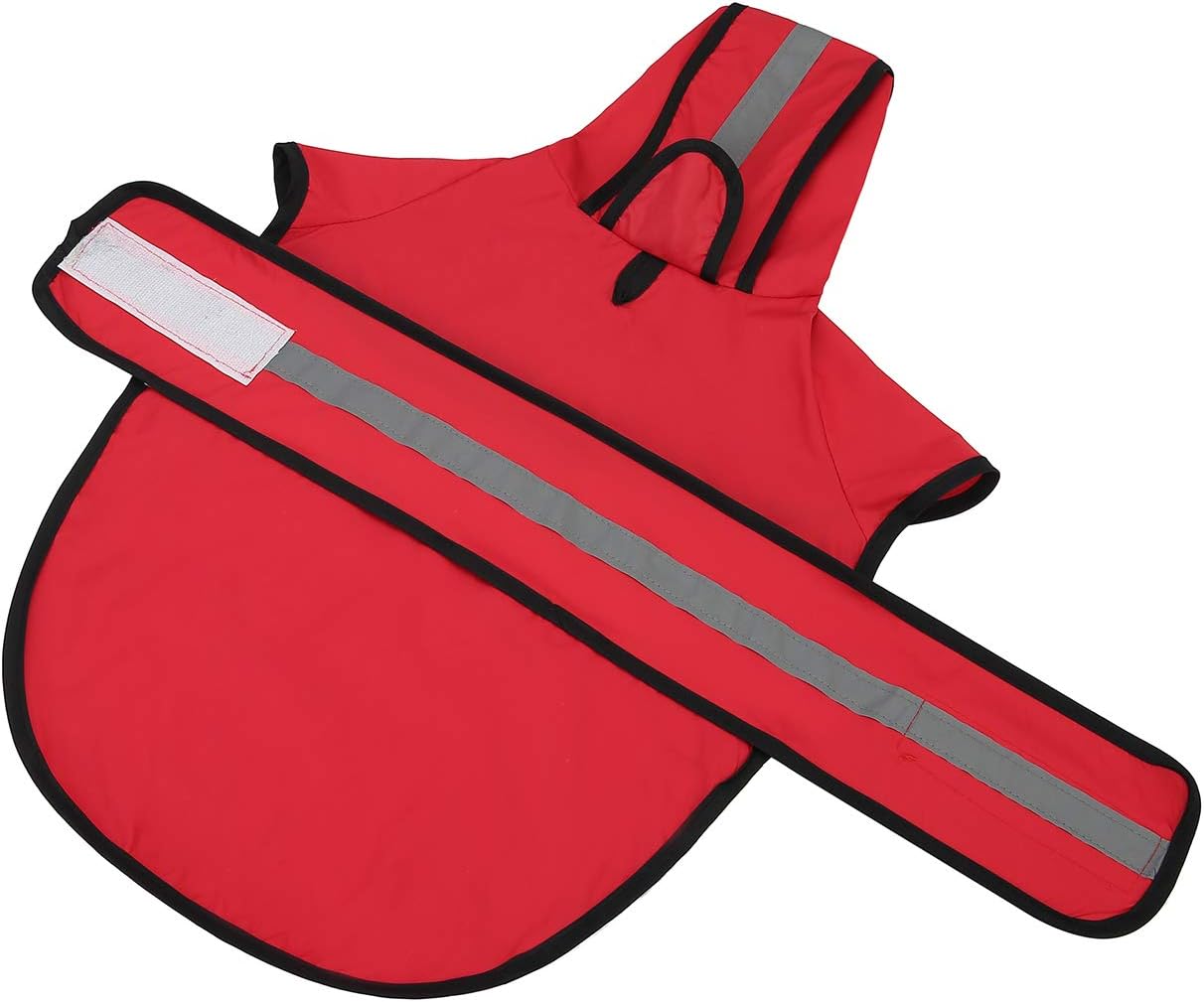 Dog raincoat jacket reflective adjustable hooded pet poncho rain coat with leash hole for small to X-Large dogs red - L - view 5