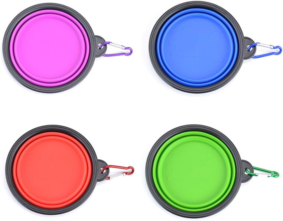 Collapsible dog bowls - 4 pack, portable travel water and food bowl with carabiner clip for dogs and cats - ideal for walking, traveling, and hiking - view 2