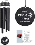Pet memorial wind chimes, 30 inches paw print pet remembrance gift | to honor and remember a dog, cat, or other pet, premium metal wind chime, black