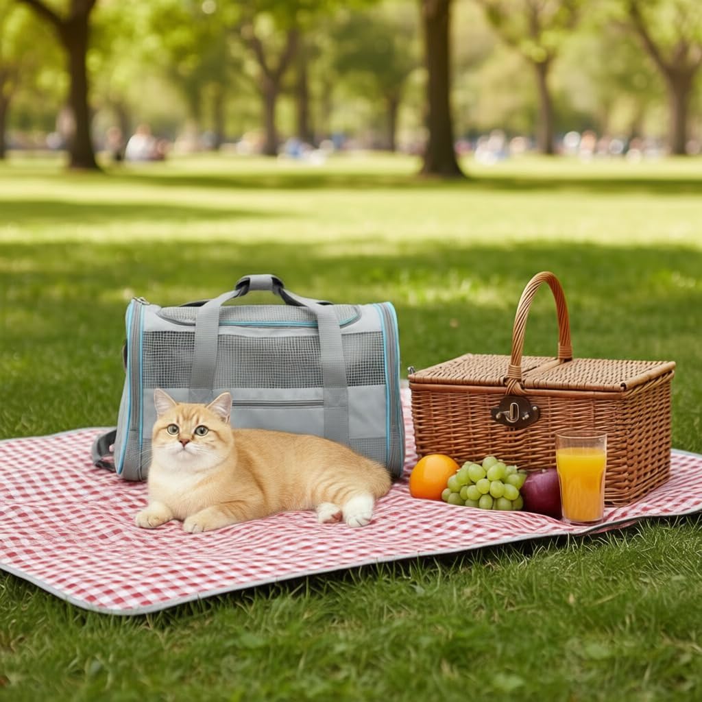 Cat carrier pet dog carrier airline approved for puppy cat carrier under 15 lbs, collapsible soft sided airline approved cat carriers, grey - view 7