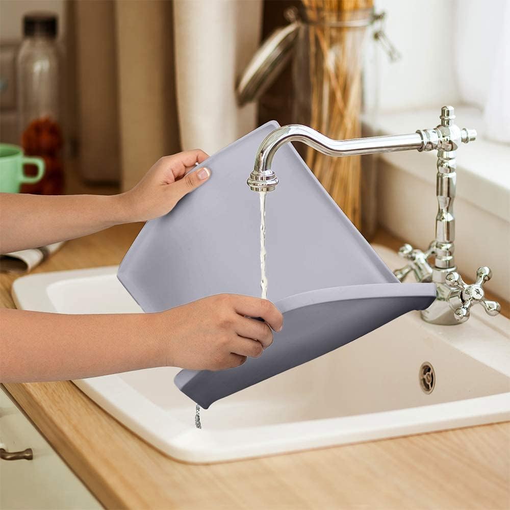 Cat Food Mat, Small & Large Pet Food Mat, 100% Waterproof Cat Placemat for Food and Water, Silicone Mats for Pets Bowls, Non-Slip Mats for Pet Bowl or Fountain (Large, Gray) - view 6