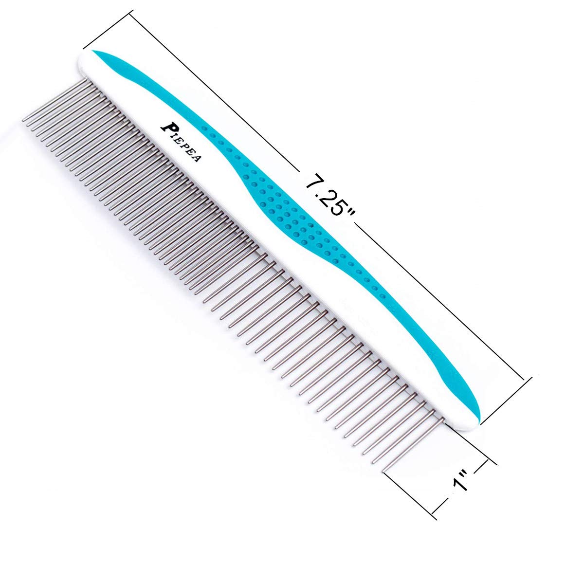 Pet Comb for Dogs and Cats, Stainless Steel Teeth Detangling Grooming Comb | Pets Hair Dematting Deshedding Brush, 7 1/4", Wide & Narrow Teeth, Non-Slip Handle, Remove Tangles, Mats, Knots & Loose Fur - view 2