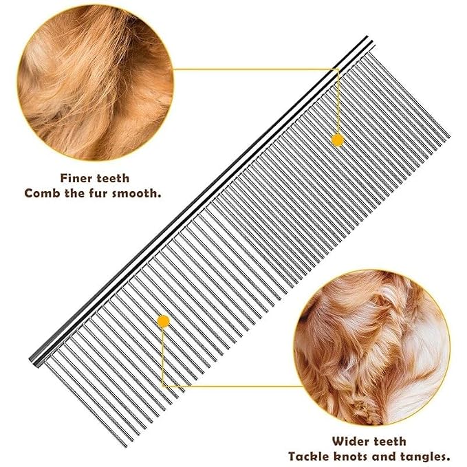 Dog Combs for Grooming, Metal Cat Comb for Long Haired | Removing Tangles and Knots, Professional Grooming Tool for Long Haired Dog, Cat and other pets - view 3