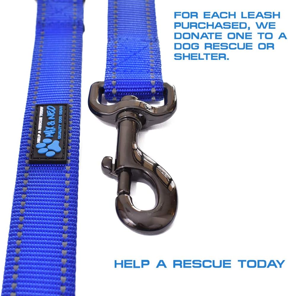 Double Handle Traffic Dog Leash - Reflective, Donates to Dog Rescue (Black, 6 FT) - view 5