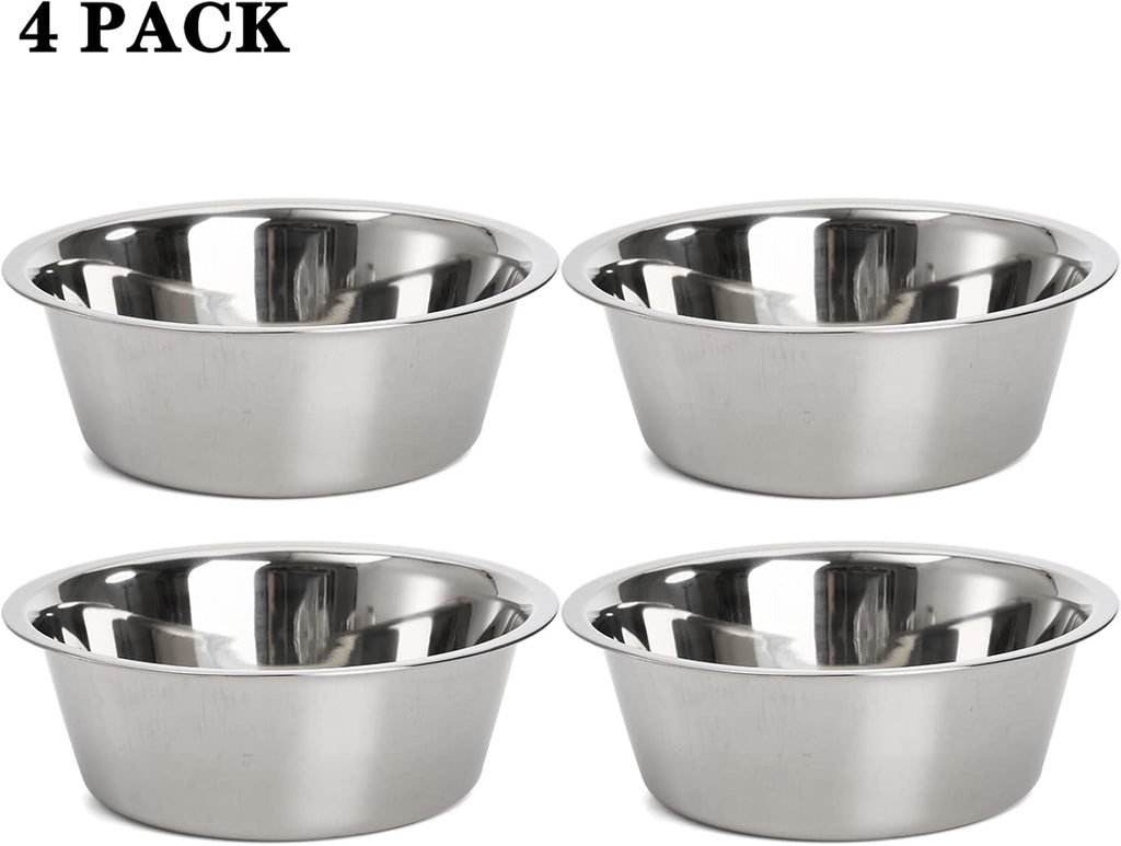 4-Pack Stainless Steel Dog and Cat Bowl, Metal Food and Water Dish, 8.26" Basic Pet Feed Bowl for Large Medium Dog, 47 OZ Replacement Bowls for Elevated Stand, Dishwasher Safe - view 8
