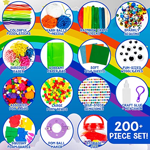 ! Ultimate Jar of Crafts, 200+ Piece Rainbow Craft Supply Bundle, Craft Supplies Starter Kit, Great Arts & Crafts Kit for Travel and On-The-Go, Perfect for Kids and Adults Ages 6+ - view 2