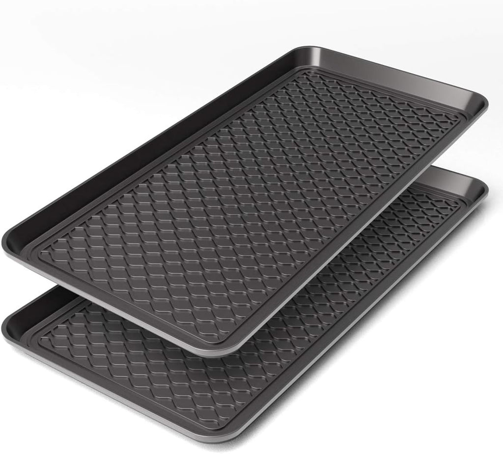 Multi-Purpose Boot Trays, 2 Pack, 30" x 15" x 1.2", Black | All Weather Heavy Duty Shoe Trays & Mat for entryway, Indoor and Outdoor, Waterproof Pet Feeding Mat