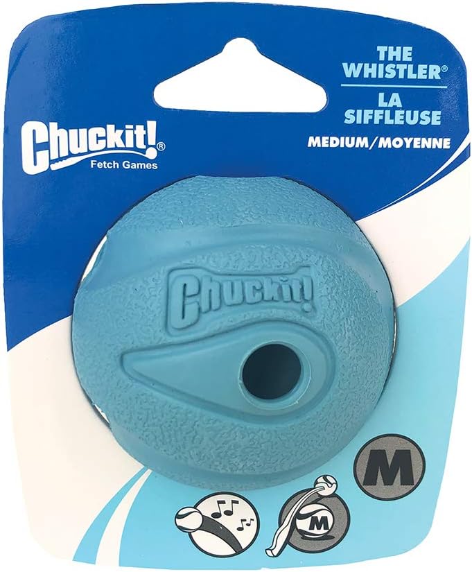 The whistler ball dog toy, medium (2.5 inch diameter) for dogs 20-60 lbs, pack of 1