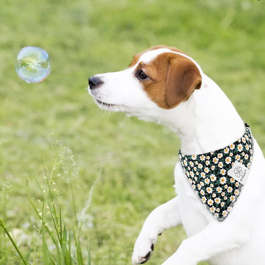 Dog Bandanas & Matching Scrunchie Set Girl Dog Scarf Bibs with Bow Scrunchie for Medium Large Dogs Pet Owner Gifts Flower Black - view 5