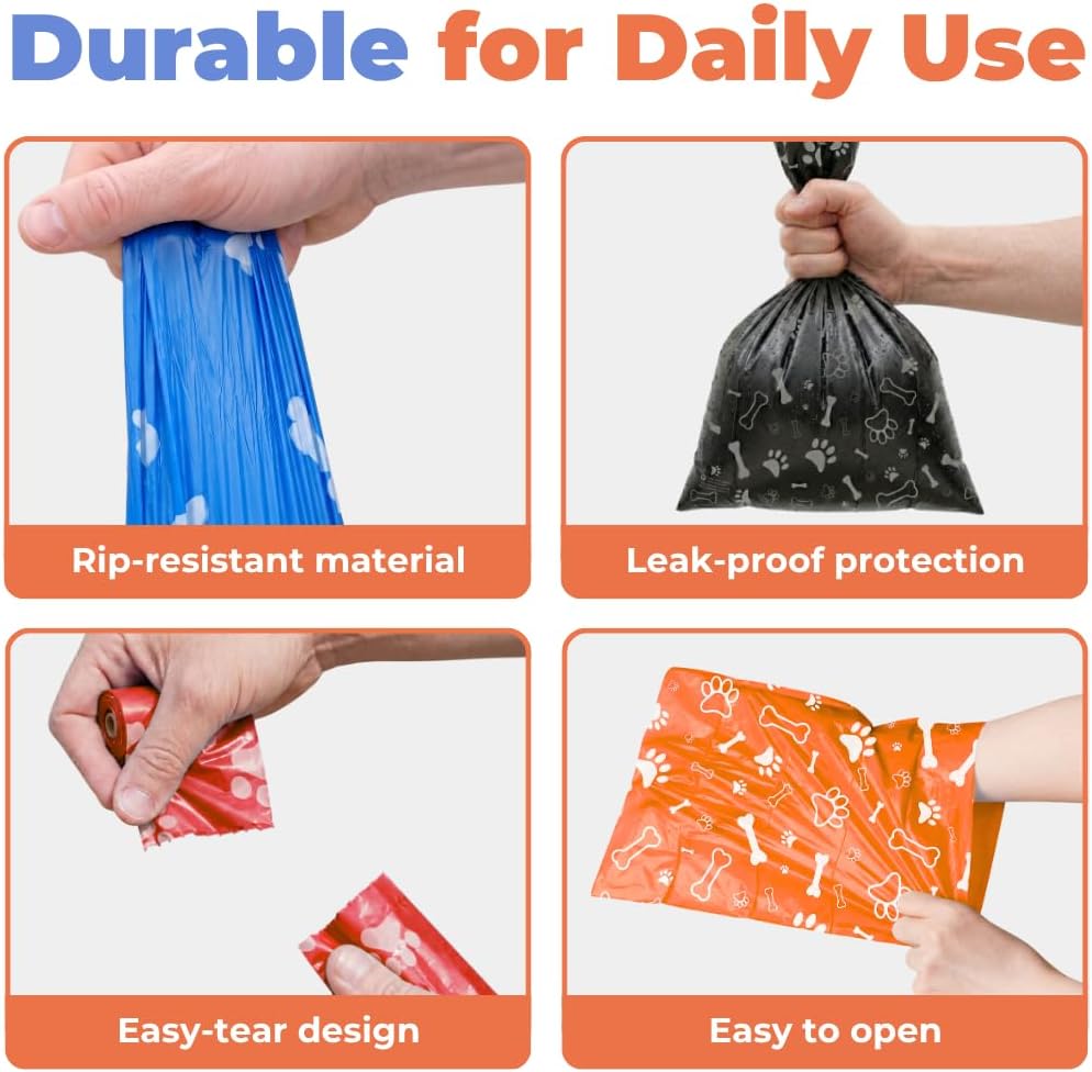 Poop Bags for Dogs - Assorted Colors, 150 Count | Scented, Leak-proof, Easy-Tear perforations, 15 Thick Bags per roll, Outdoor Walking & Travel, Fits Standard Holders - view 4