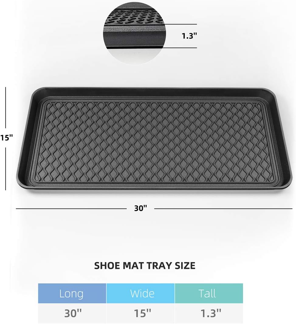 Multi-Purpose Boot Trays, 2 Pack, 30" x 15" x 1.2", Black | All Weather Heavy Duty Shoe Trays & Mat for entryway, Indoor and Outdoor, Waterproof Pet Feeding Mat - view 5