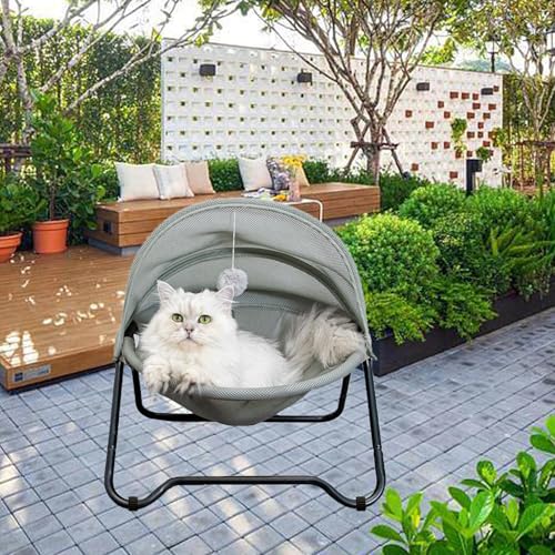 Elevated Cat Hammock Bed with Awning, Breathable Raised Pet Bed Only for Cats & Small‑Size Dogs, Tool‑Free Assembly, Removable Washable Cover for Indoor Outdoor Use - view 6