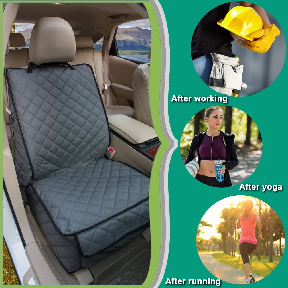 Waterproof front seat cover dog car seat covers nonslip and full protection with side flaps fits most cars, trucks, SUVs (grey, 1 pack) - view 3