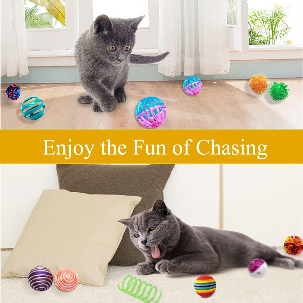 Cat Toys Kitten Assortment - Rainbow, Crinkle, Sparkle, Bell & Sisal Balls for All Cats - 30 Packs - view 6