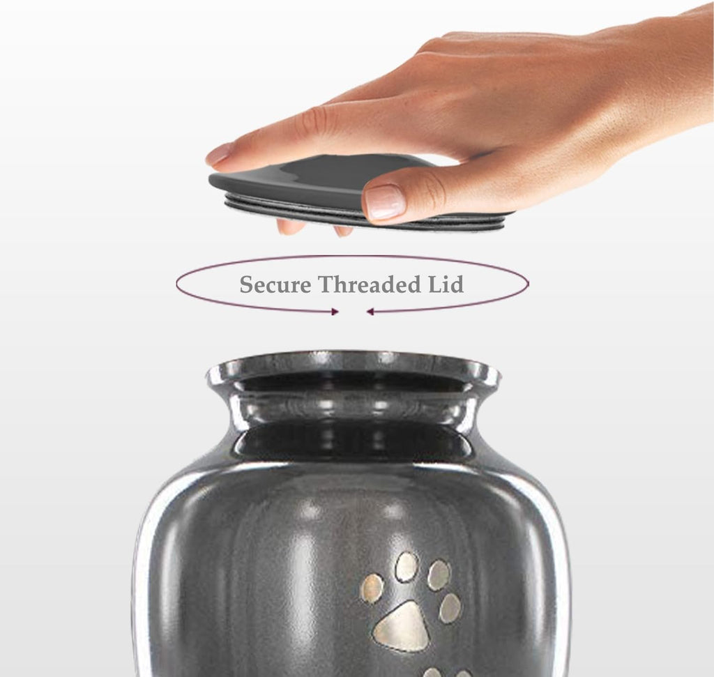 Large Pet Urn for Dogs and Cats Ashes, Paws Print Grey Cremation Urns for Pets up to 122 lbs - view 4