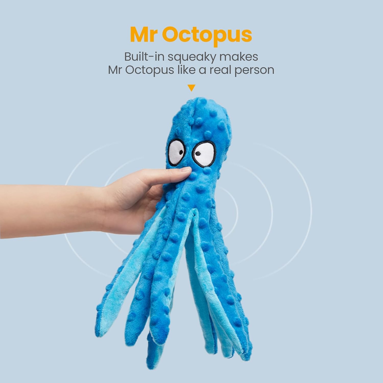 Squeaky dog toys - 2 pack no stuffing octopus crinkle plush chew toys for puppies small medium large dogs, interactive tug toys to keep dogs busy - view 2