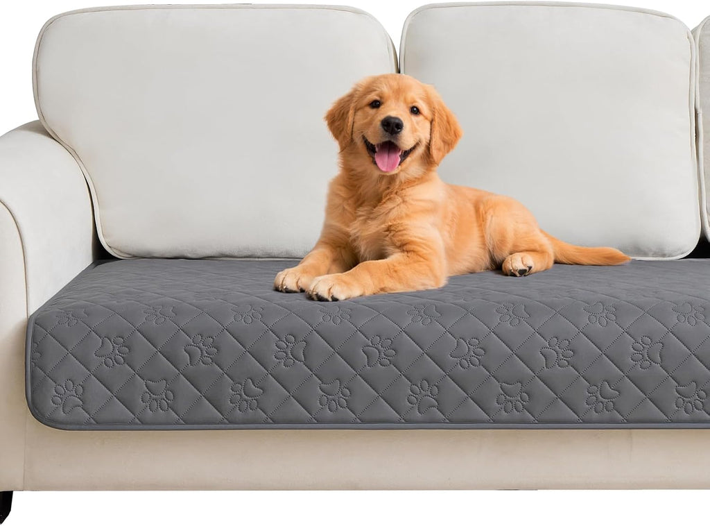 Waterproof Couch Covers for Dogs, Pet Blanket for Sofa Washable | Paw Print Quilted, Hair Resistant, Anti Cat Scratch, Pee Proof Furniture Protector for 3 Seat Sofa and Bed, 30x70 Inch, Grey