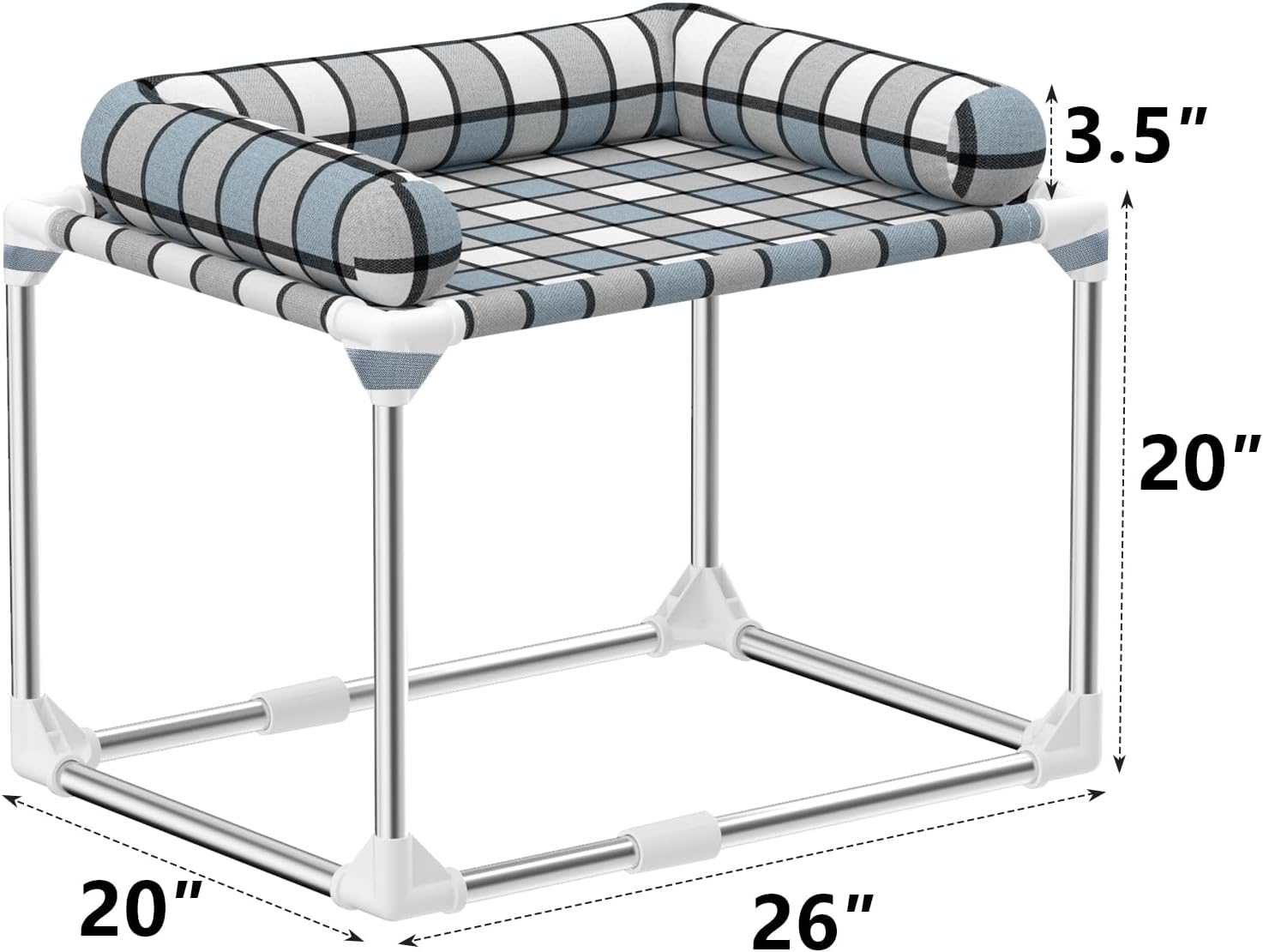 Bedside Cosleeper Dog Bed with Bloster, Height Elevated Pillow Bed Dog | Extension Attached to Human Bed for Dog Cat, Window Perch Bedside Lounge Elevated, Stainless Steel, Anti-Slip Feet - view 5