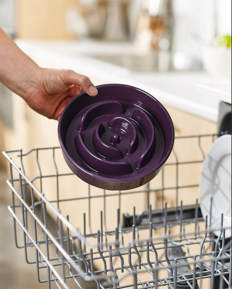 Dog Bowls Slow Feeder Ceramic, 1.5 Cup Slow Feeding Bowl for Small and Medium Breed, Puzzle Dog Food Bowl for Fast Eater, Maze Purple - view 8