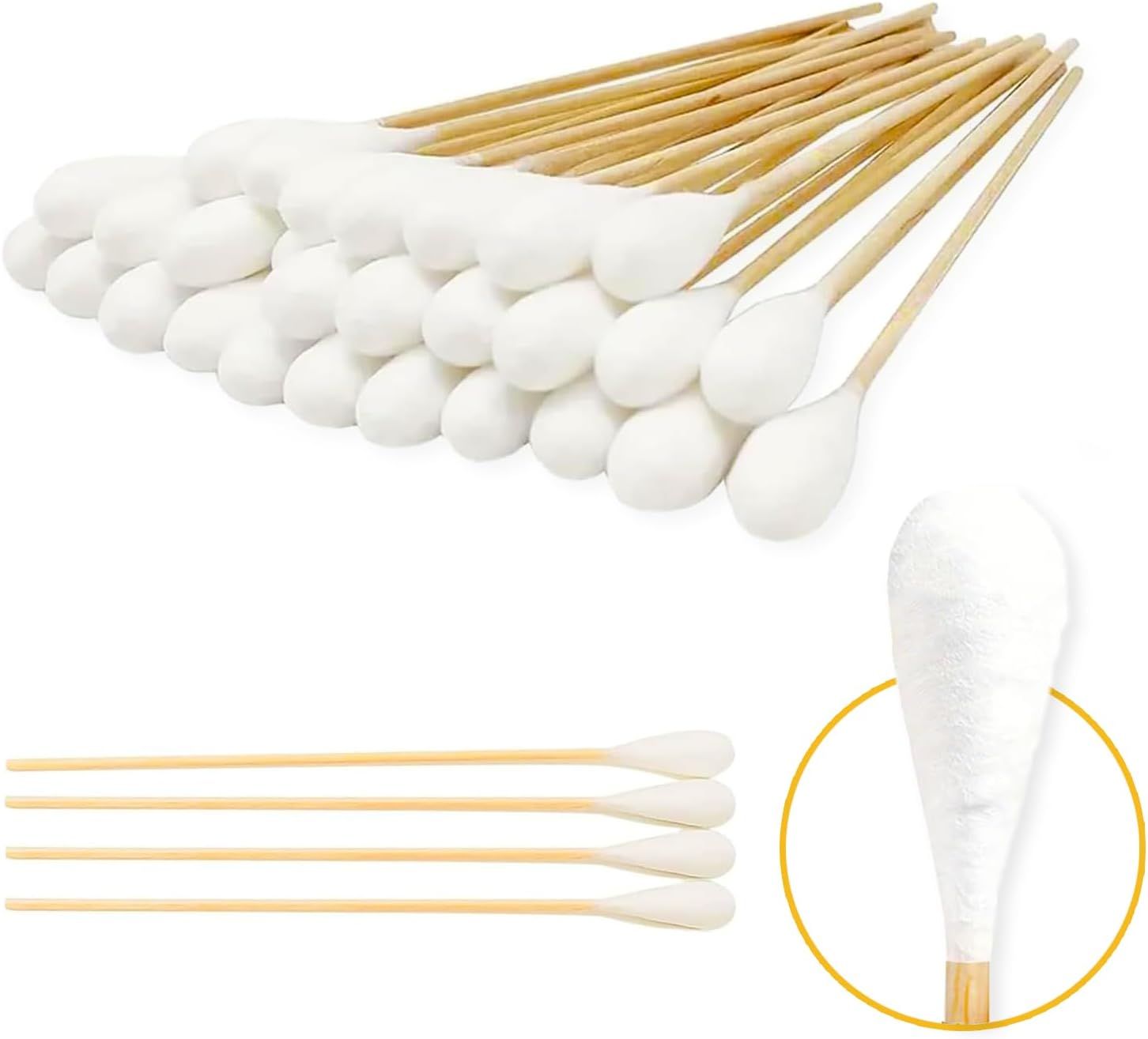 6-Inch Long Cotton Tips for Cleaning Dogs' Ears | Extra-Long Cotton Swabs for Dog Ear Cleaning | Eco-Friendly Dog Ear Swabs & Pads | Organic Bamboo & Cotton | 100-Pack