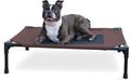 Outdoor elevated dog bed - cooling raised dog bed for small & medium pets, breathable mesh center hammock design, indoor/outdoor washable cover, portable metal frame, chocolate, medium 32x25in
