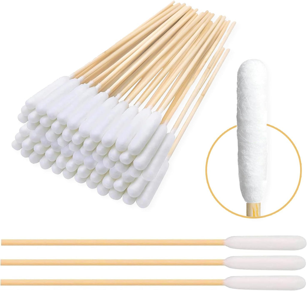 6-Inch Long Cotton Tips for Cleaning Dogs' Ears | Extra-Long Cotton Swabs for Dog Ear Cleaning | Eco-Friendly Dog Ear Swabs & Pads | Organic Bamboo & Cotton | 100-Pack