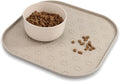 Pet Feeding Mat, Waterproof Anti-Slip Placemats for Dog Cat Bowl Silicone Pet Food Mat, Raised Edge Prevent Spills on Floor & Carpet, Dishwasher Safe (Beige, 11" x 11")