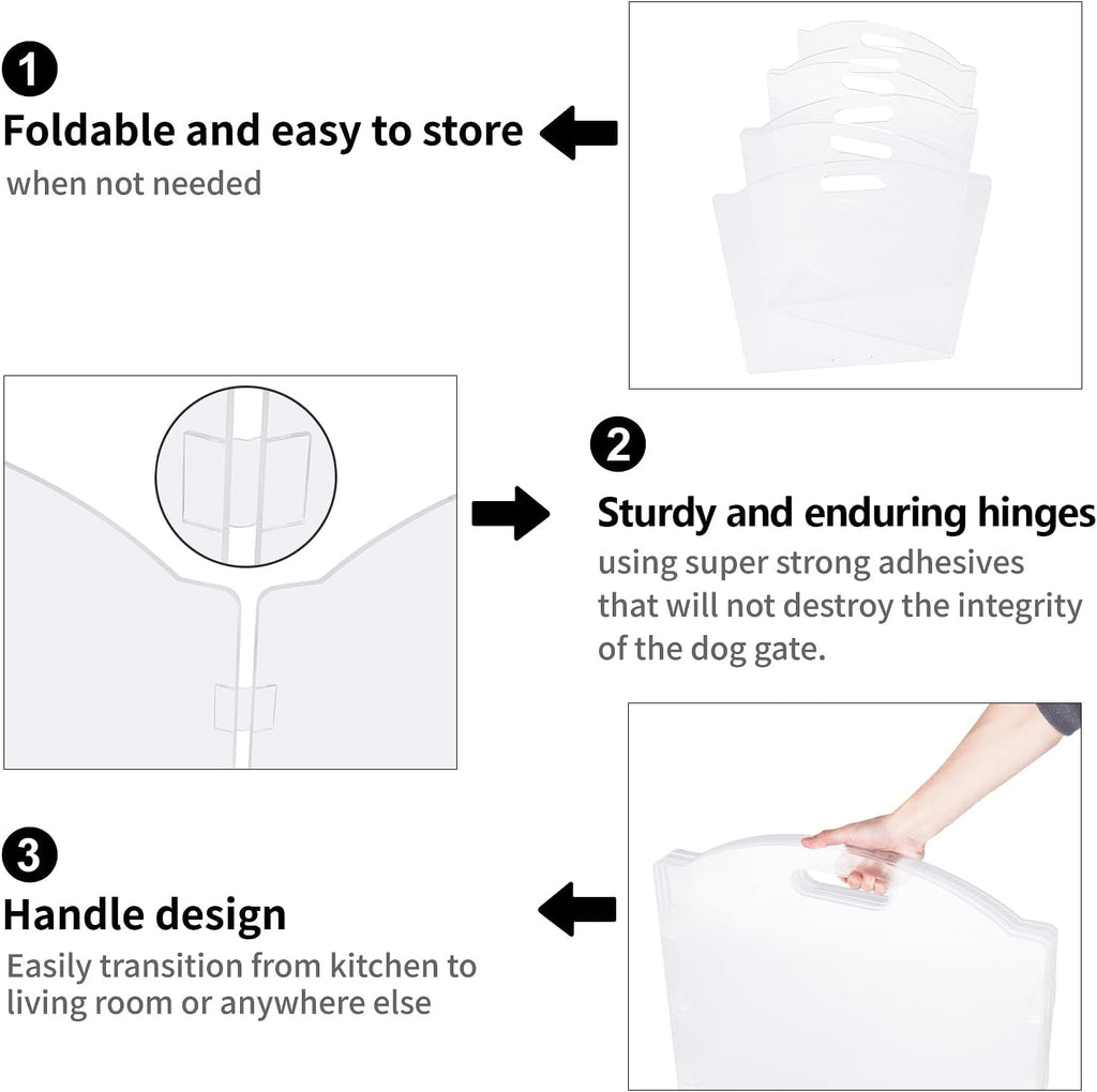 Extra-Wide Clear Acrylic Freestanding Dog Gates for the House – Folding 6-Panel Pet Gates for Doorways, Stairs, and Open Spaces, Transparent Indoor Barrier for Dogs, Puppies & Cats - view 5