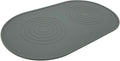 Dog & Cat Food Mat - Waterproof, Food-Grade Silicone Pet Placemat for Feeding & Water Bowls - Raised Edges Protect Floors - Non-Slip Grip - Dishwasher Safe - 19 x 11 Inches, Grey