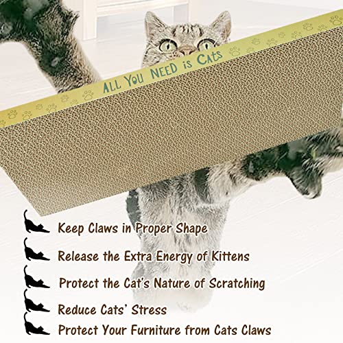 3 Pack Cardboard Cat Scratcher Pads Cat Scratching Board for Indoor Cats 16.5″Lx8.1″Wx0.8″H Dual-Side Corrugated Cats Scratching Post Reusable Supplies - view 5