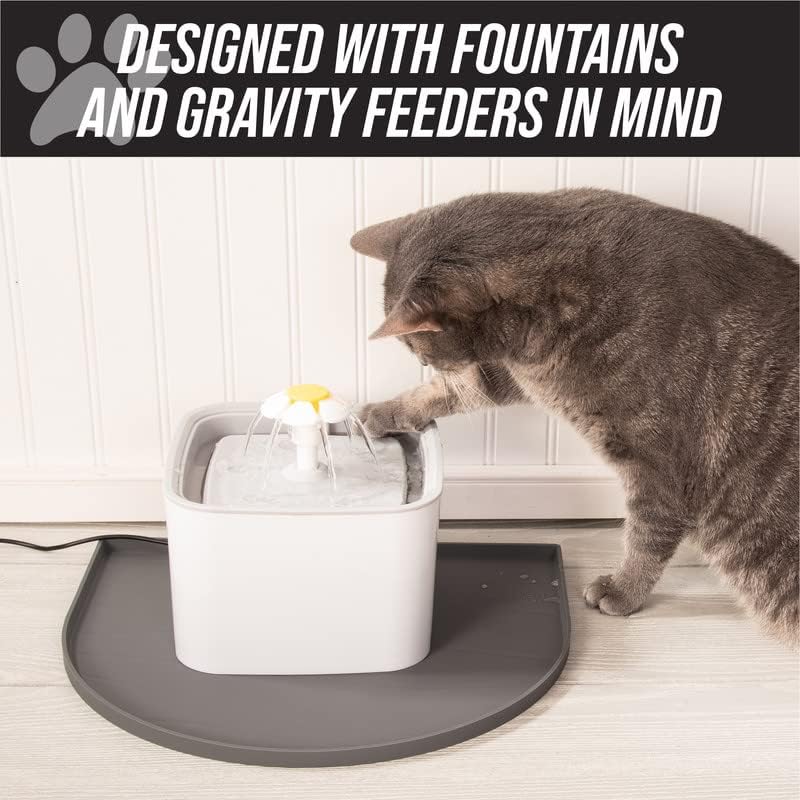Fountain Mat, Silicone Water Mat Designed for Pet Fountains, Dog Gravity Water Bowls, Mats for Automatic Dispensing Cat Feeders up to 12" Diameter (Medium- 20 x 15 Inches, Gray) - view 3