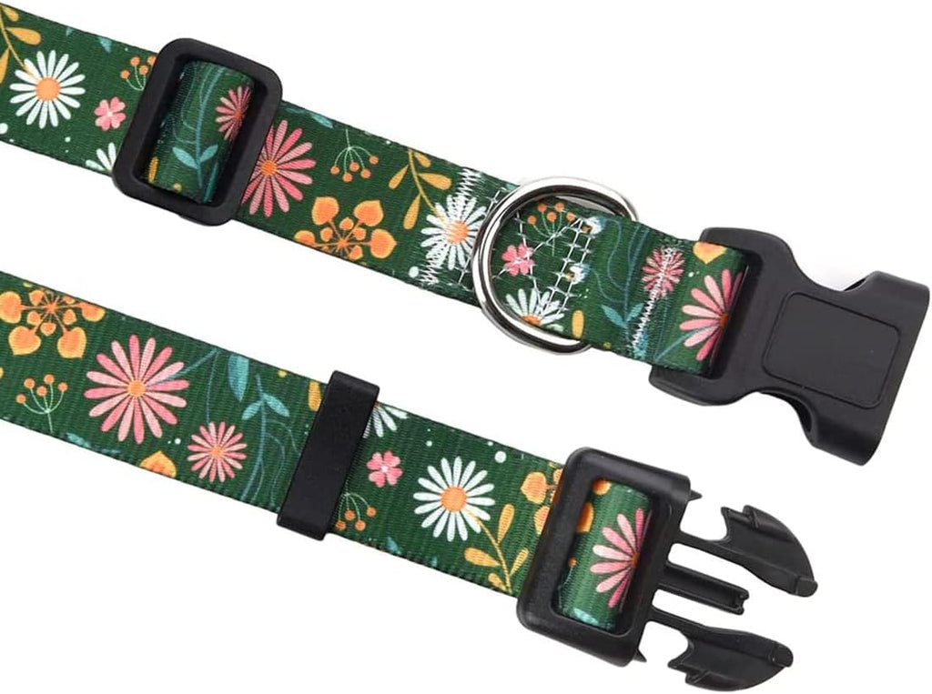 Dog Collar and Leash Set, for Small Dogs, Green Floral Set,S | with Floral Patterns, Adjustable for Small Medium Large Dogs, Comfortable for Walks and Outdoor Hikes - view 2