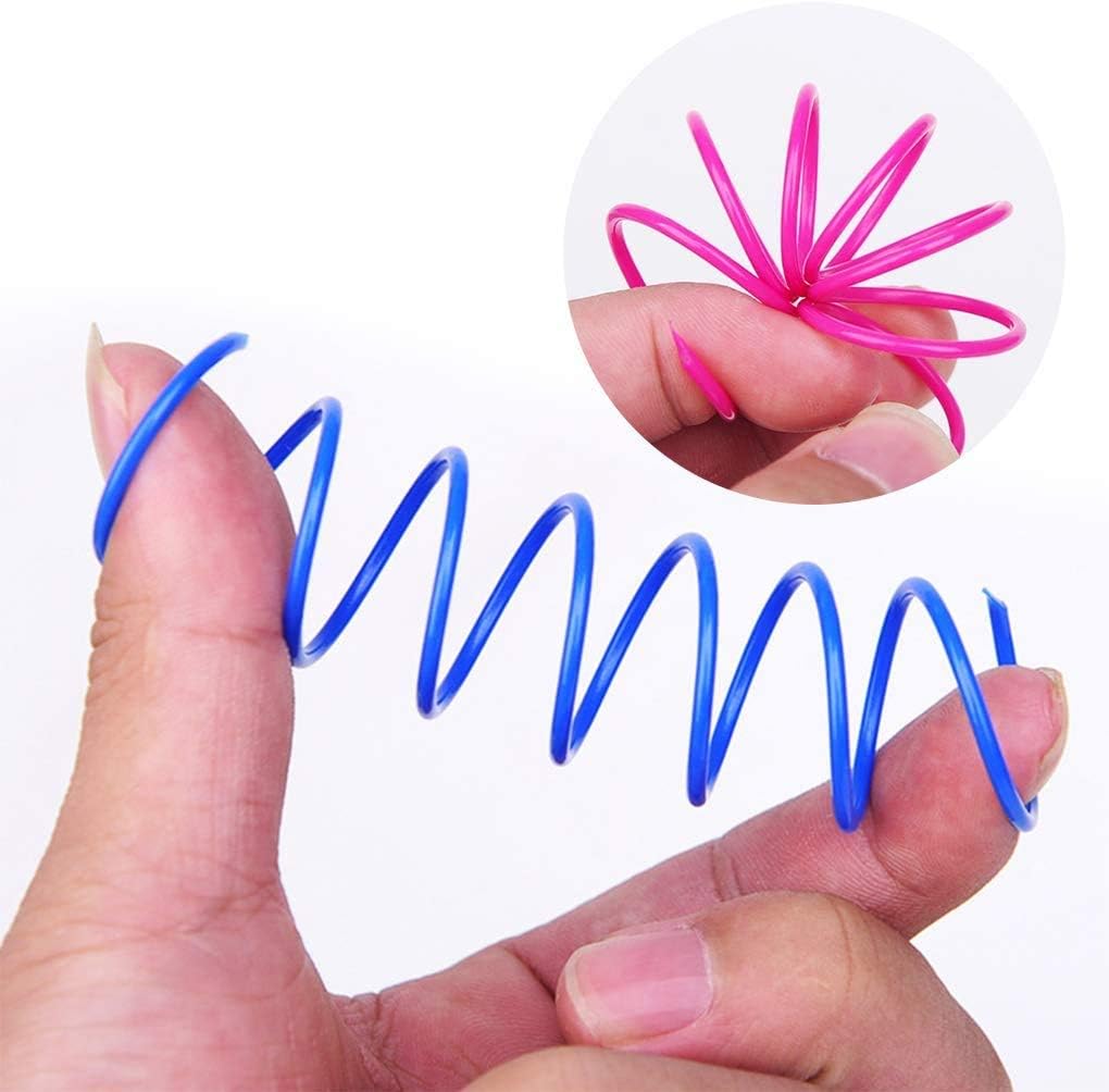 Cat Spring Toy (60 Pack), Cat Kittens Toys Plastic Coil Spiral Springs for Swatting, Biting, Hunting, and Active Healthy Play (Random Color) - view 4
