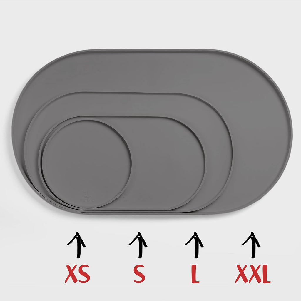 Dog Food Mat - Waterproof Dog Bowl Mat, Silicone Pet Mat for Food and Water Bowls, Nonslip Pet Feeding Mat with Edges, Dogs Food Mats for Floors, Puppy Supplies (Small, Gray) - view 2