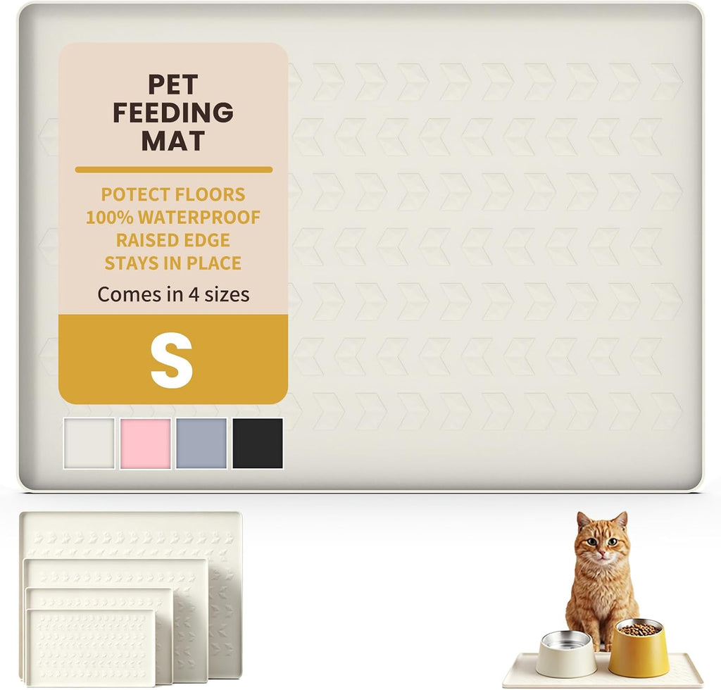 Waterproof Silicone Pet Feeding Mat, Dog Cat Food Water Bowl, Raised Edge | 18.5x11.5 Non-Slip Pet Placemat Tray with Lip Prevents Spills & Protects Floors, Food-Grade, BPA Free, Easy Clean, Grey - view 8