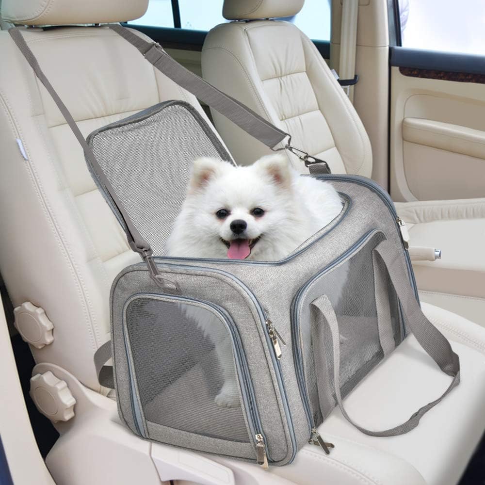 Cat Carriers Dog Carrier Pet Carrier For Small / Medium Cats Dogs Puppies (Up To 15lbs), TSA Airline Approved Small Dog Carrier Soft Sided, Collapsible Waterproof Travel Puppy Carrier - Grey - view 6