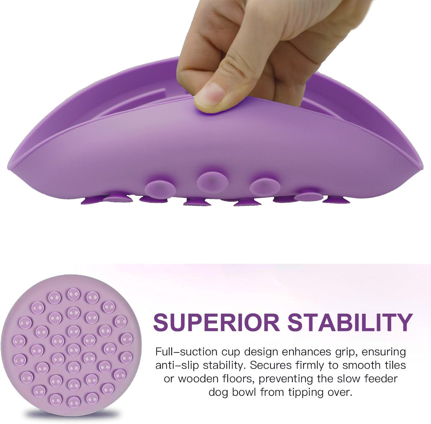 Slow feeder dog bowls, interactive silicone dog feeding bowls for dogs & cats, slow feeder non-slip with suction cups, anti-choking, non BPA, reduces boredom, anxiety, dishwasher microwave safe - view 4