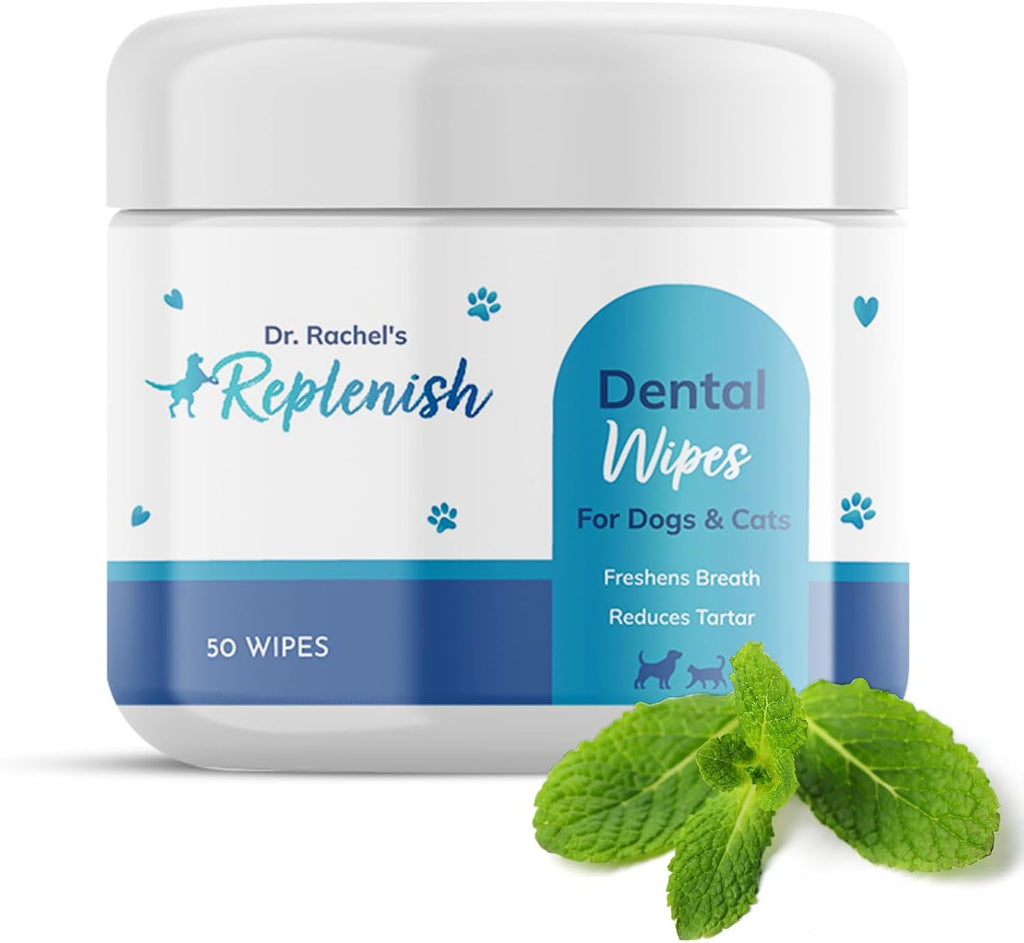 Dental Wipes for Dogs and Cats Teeth Cleaning, Dental Finger Pads | Dr. Rachel's Easy-To-Use Pet Dental Finger Wipes For Effective Teeth Cleaning. Suitable For Dogs And Cats - 50 Count